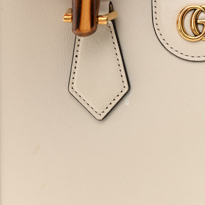Gucci Wonka Grain Calfskin Small Diana Tote Bag Mystic White Orange Fluo 13 of 22