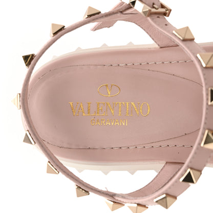Valentino Garavani Calfskin Bedrock Rockstud Ankle Flat Sandals 39 Water Rose 7 of 11