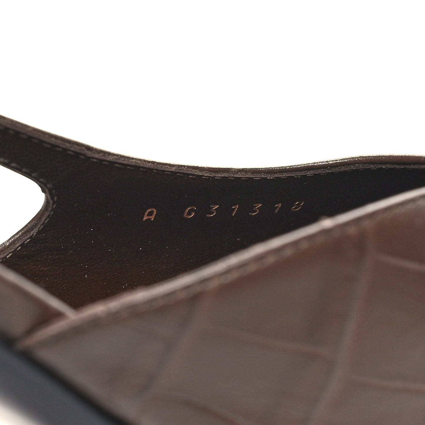 Calfskin Crocodile Embossed Patent Cap Toe CC Slingback Pumps 39.5 Chocolate Black