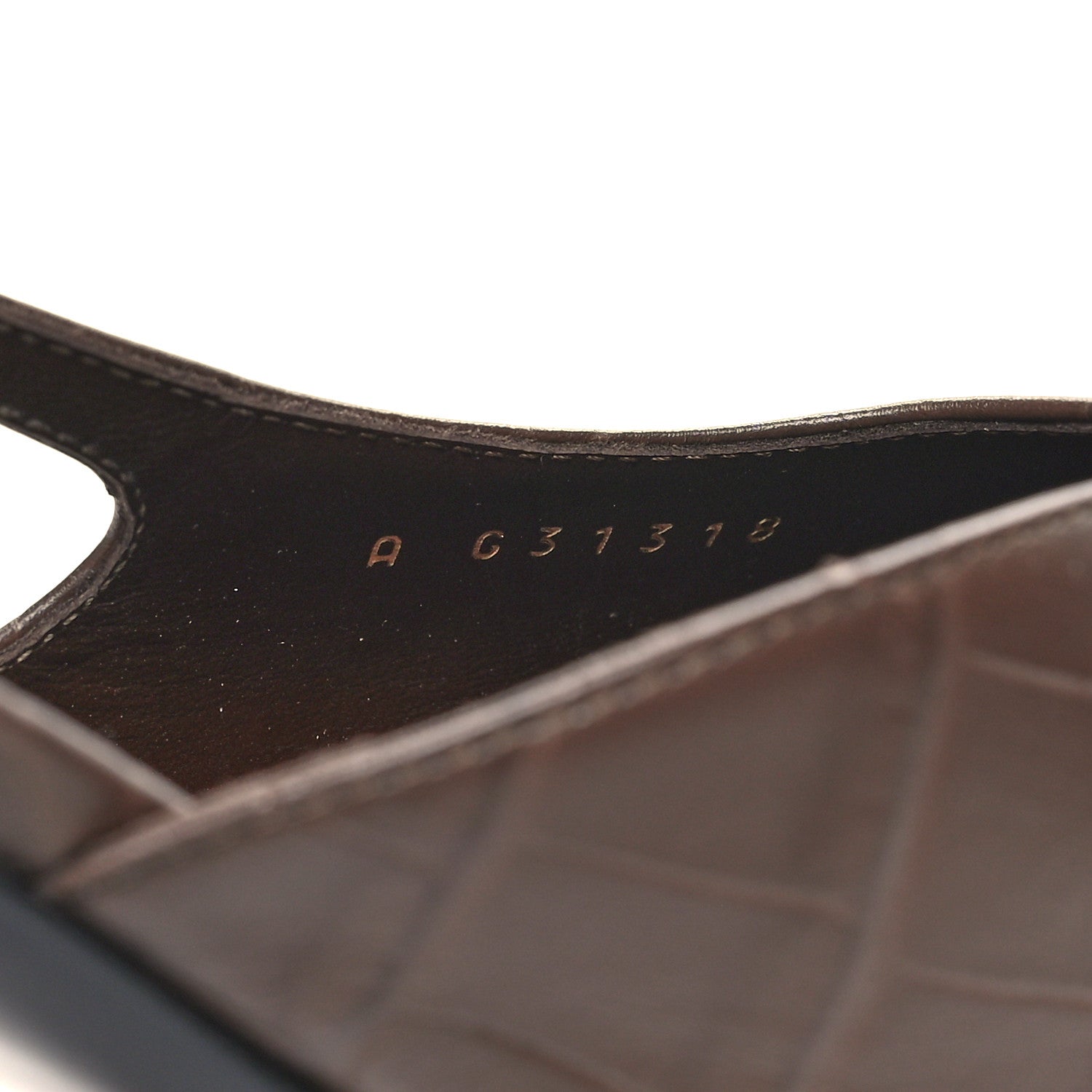 Chanel Calfskin Crocodile Embossed Patent Cap Toe CC Slingback Pumps 39.5 Chocolate Black 6 of 8