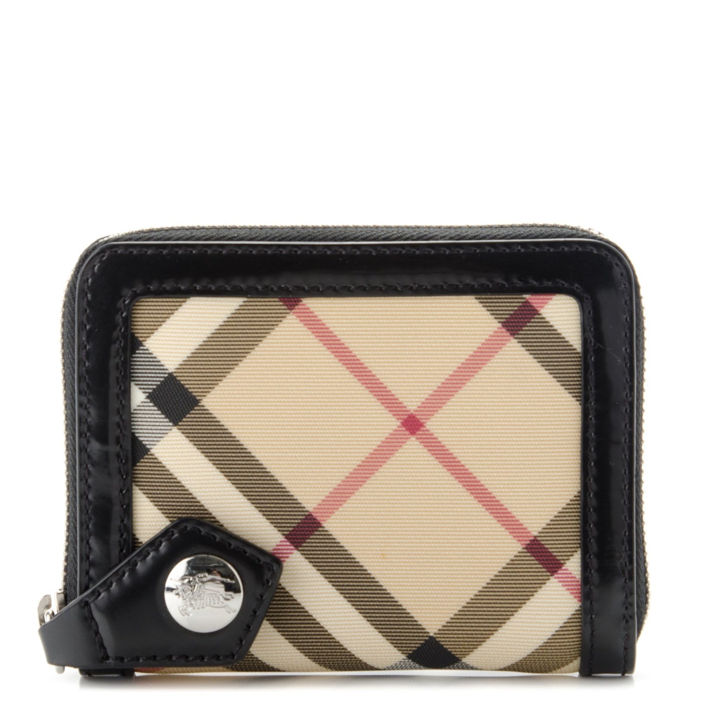 Supernova Check Compact Zip Around Wallet Black