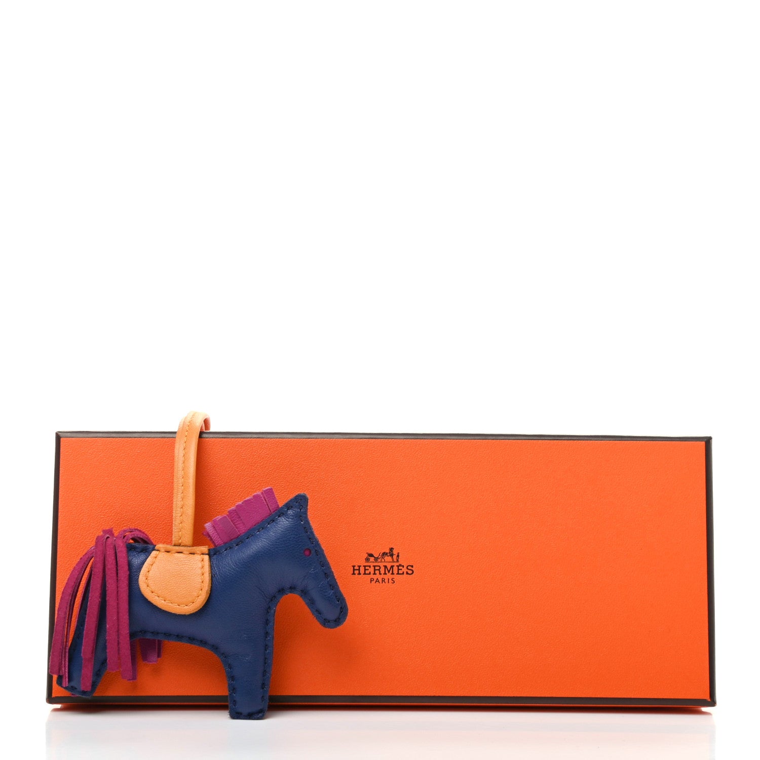 Hermes Milo Lambskin Grigri Rodeo Horse Bag Charm PM Bleu Saphir Rose Pourpre Bouton D'Or 5 of 5