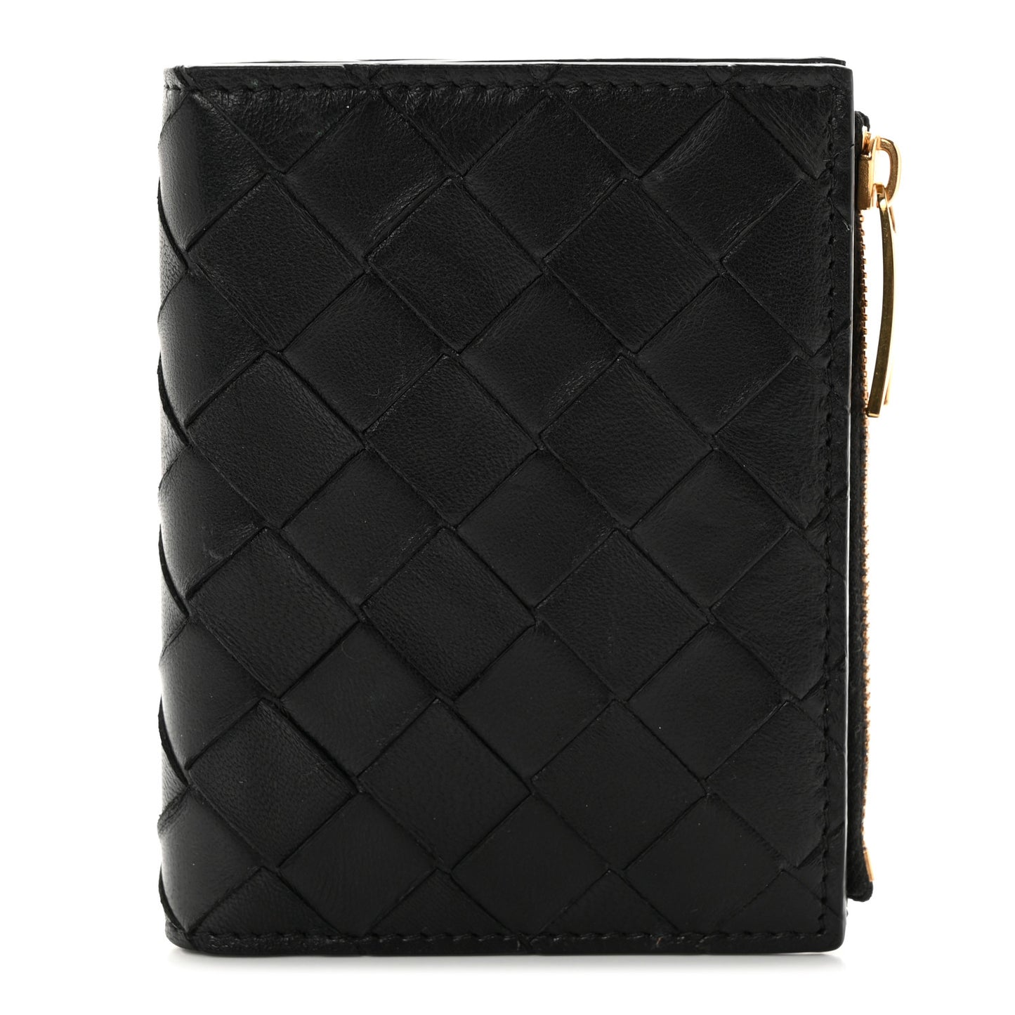 Nappa Intrecciato Bifold Zip Wallet Black
