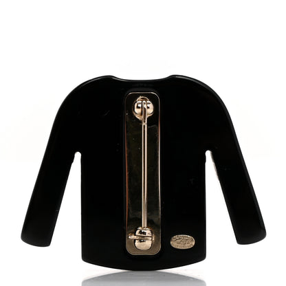 Chanel Resin Sweater CC Brooch Black White 3 of 5