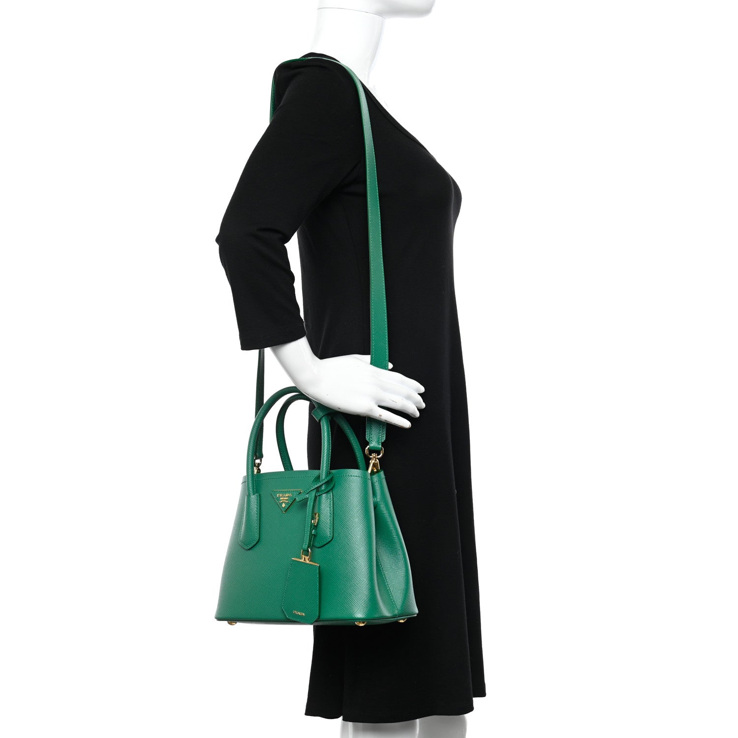Prada Saffiano Cuir Mini Double Bag Mango 2 of 10