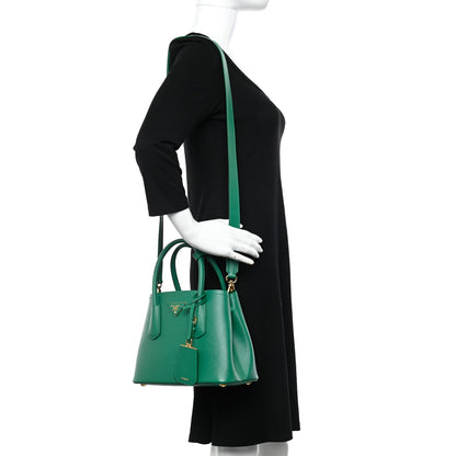 Prada Saffiano Cuir Mini Double Bag Mango 2 of 10