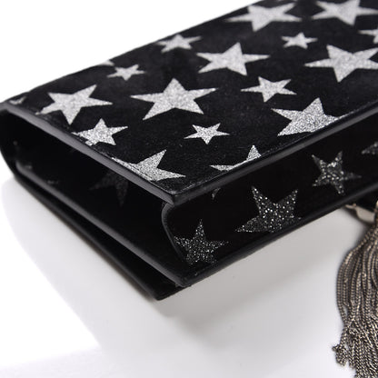Saint Laurent Suede Calfskin Monogram Tassel Stars Chain Wallet Black 10 of 10