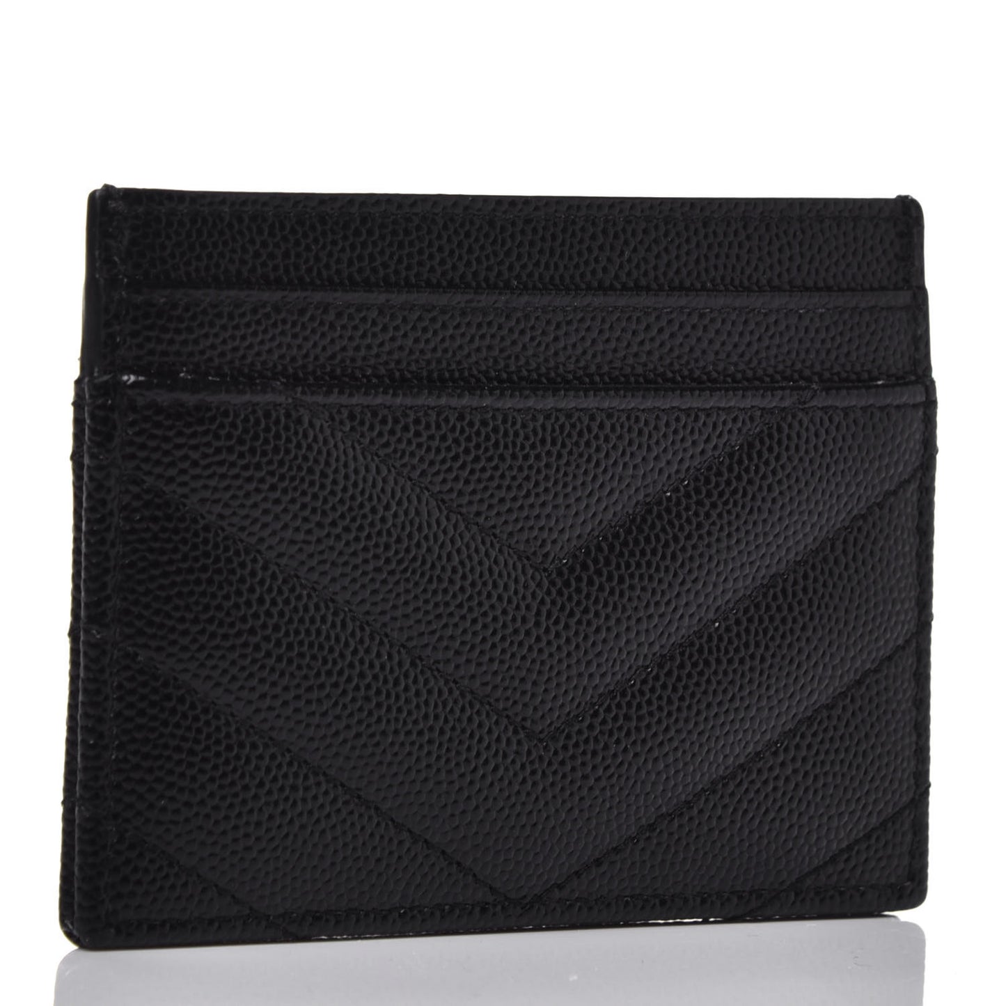 Grain De Poudre Matelasse Chevron Monogram Credit Card Case Black