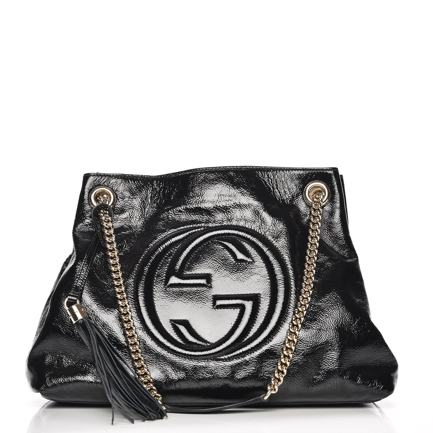 Gucci Patent Medium Soho Chain Shoulder Bag Black 1 of 7
