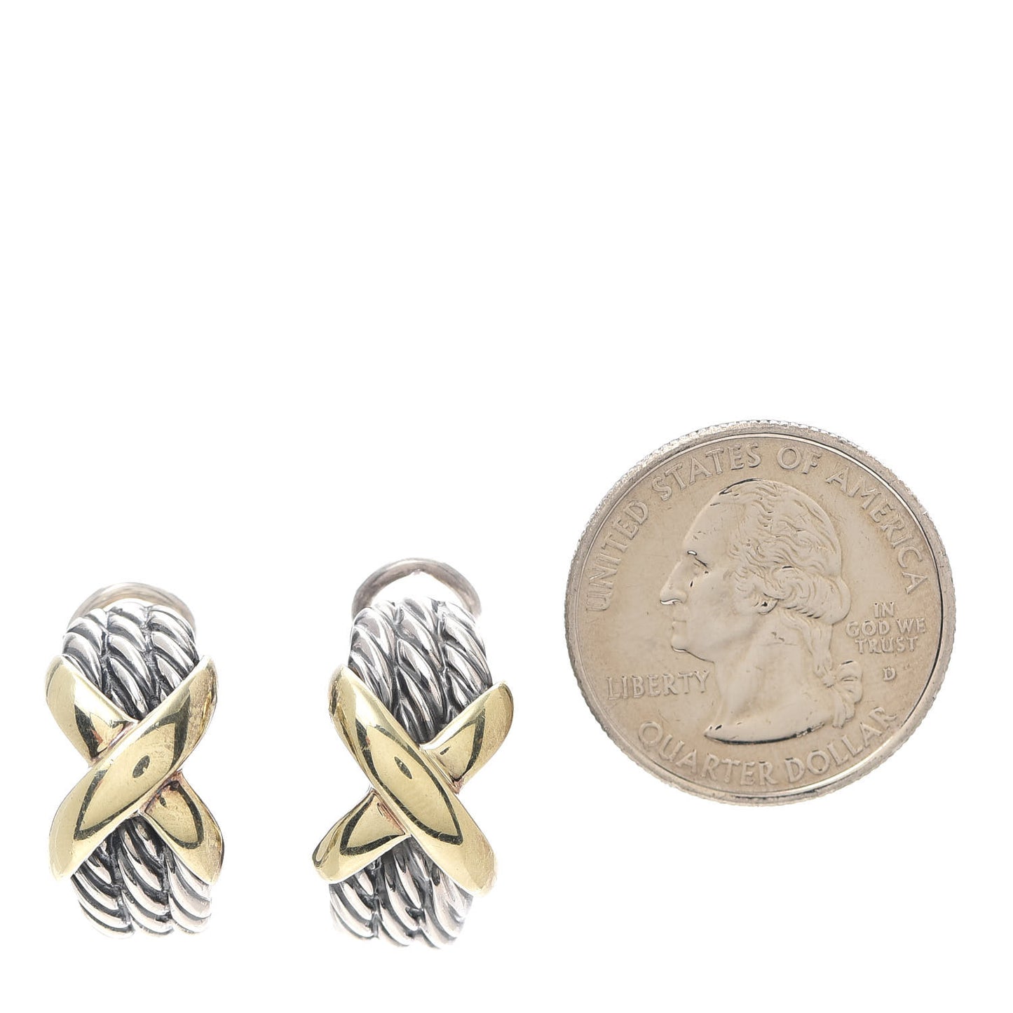 Sterling Silver 14K Yellow Gold Cable Classics X Earrings