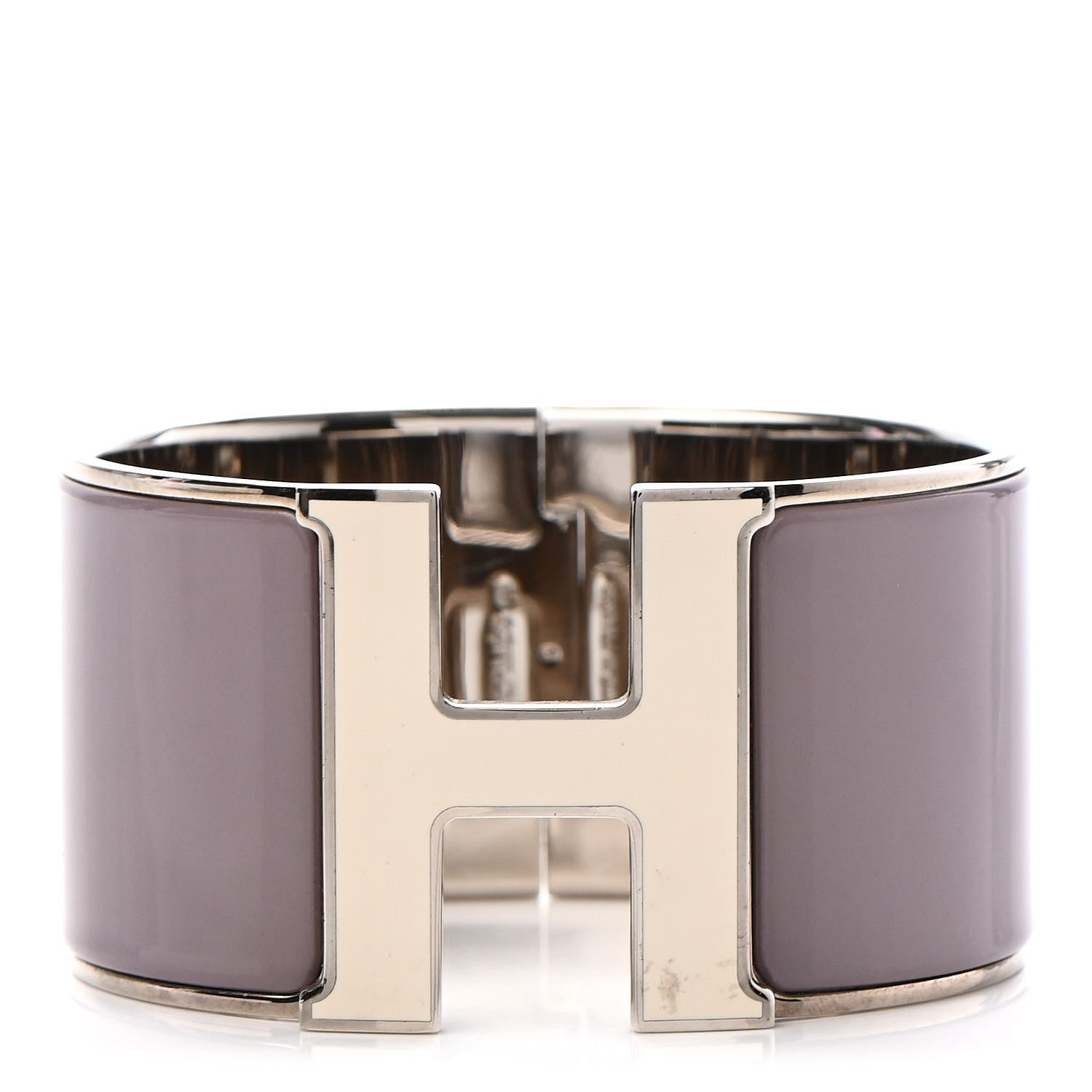 Hermes Enamel Extra Wide Clic Clac H Bracelet PM Parme White 1 of 12
