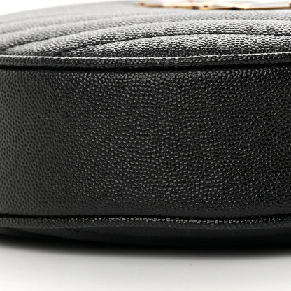 Saint Laurent Grain De Poudre Matelasse Chevron Quilted Round Vinyle Camera Bag Black 9 of 11