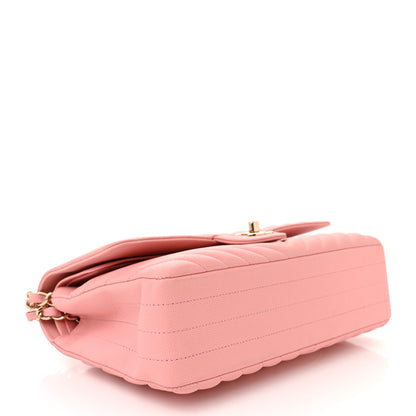 Chanel Caviar Flat Chevron Quilted Medium Double Flap Pink 4 of 12
