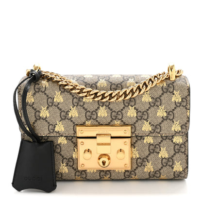 Gucci GG Supreme Monogram Bees Small Padlock Shoulder Bag Black 1 of 13