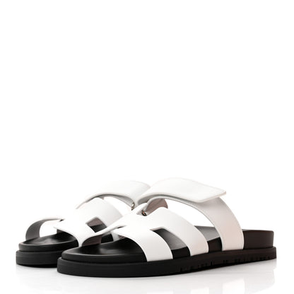 Hermes Calfskin Womens Chypre Sandals 36.5 White 3 of 9