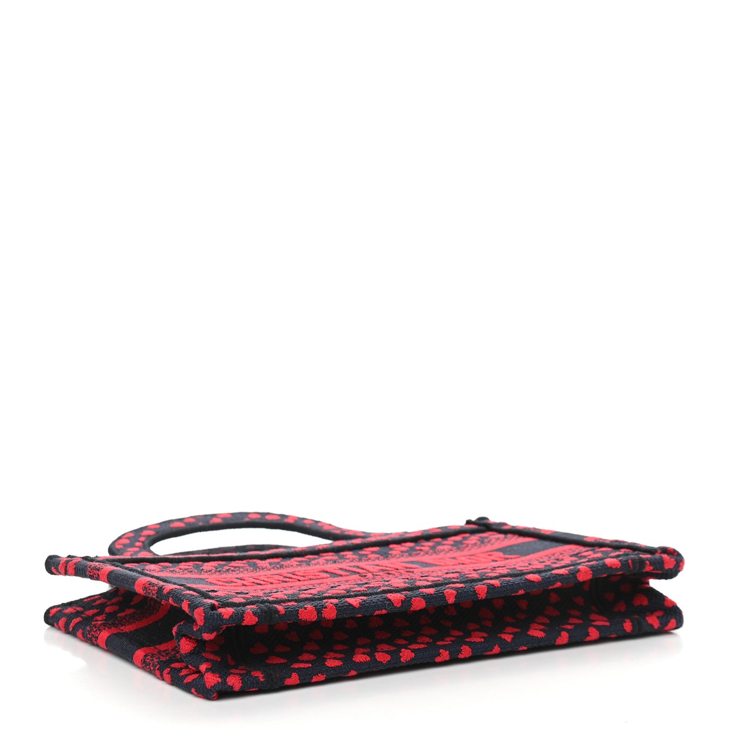 Canvas Embroidered Pop Heart I Love Paris Mini Book Tote Red Multicolor