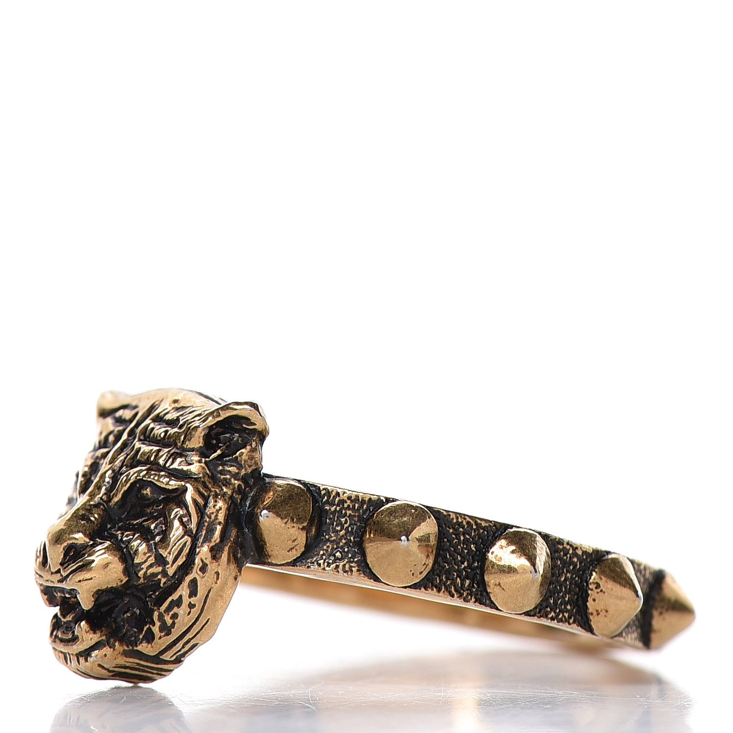 Metal Feline Head Ring 62 10 Aged Gold