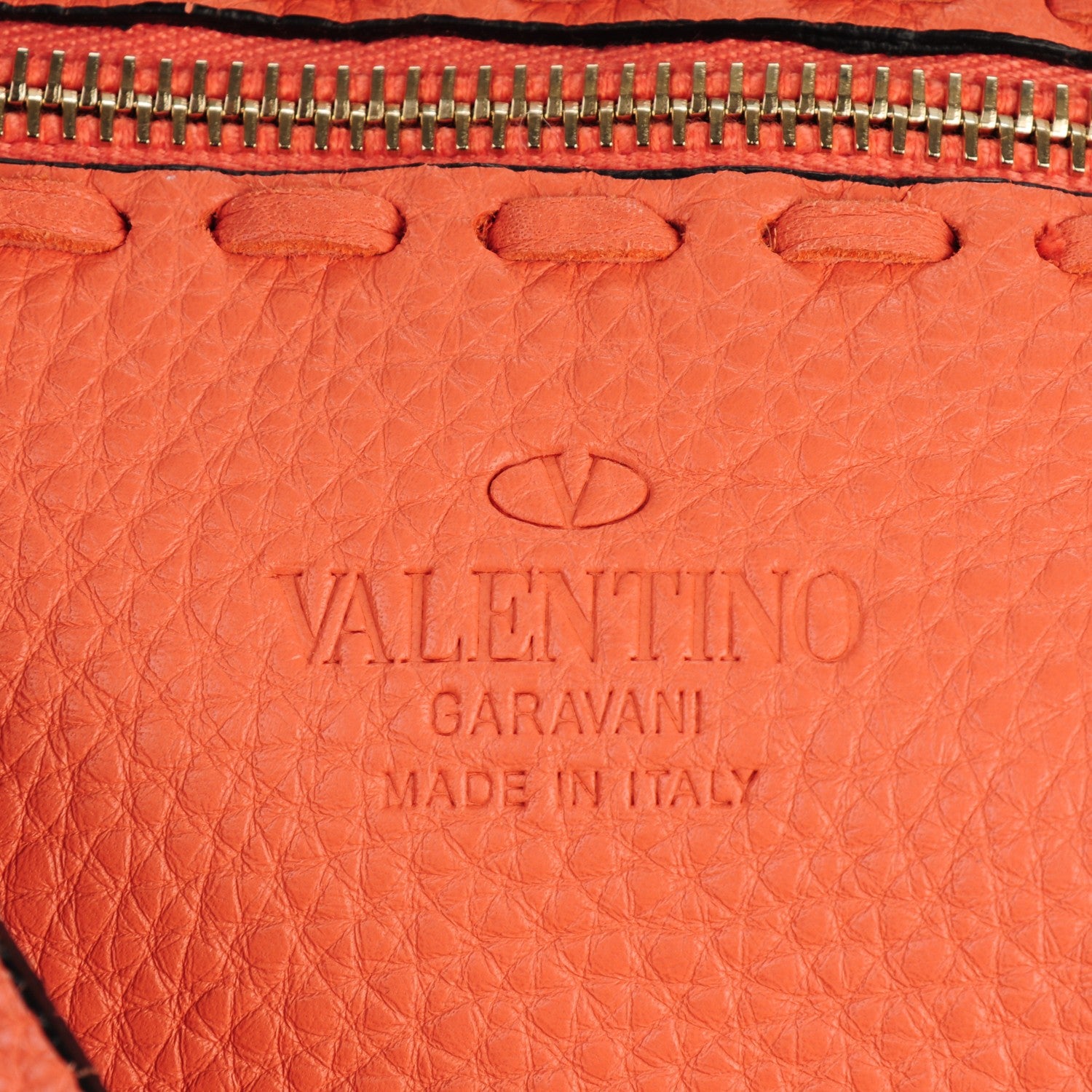 Valentino Garavani Grained Calfskin C-Rockee Fringe Tote Coral 6 of 7