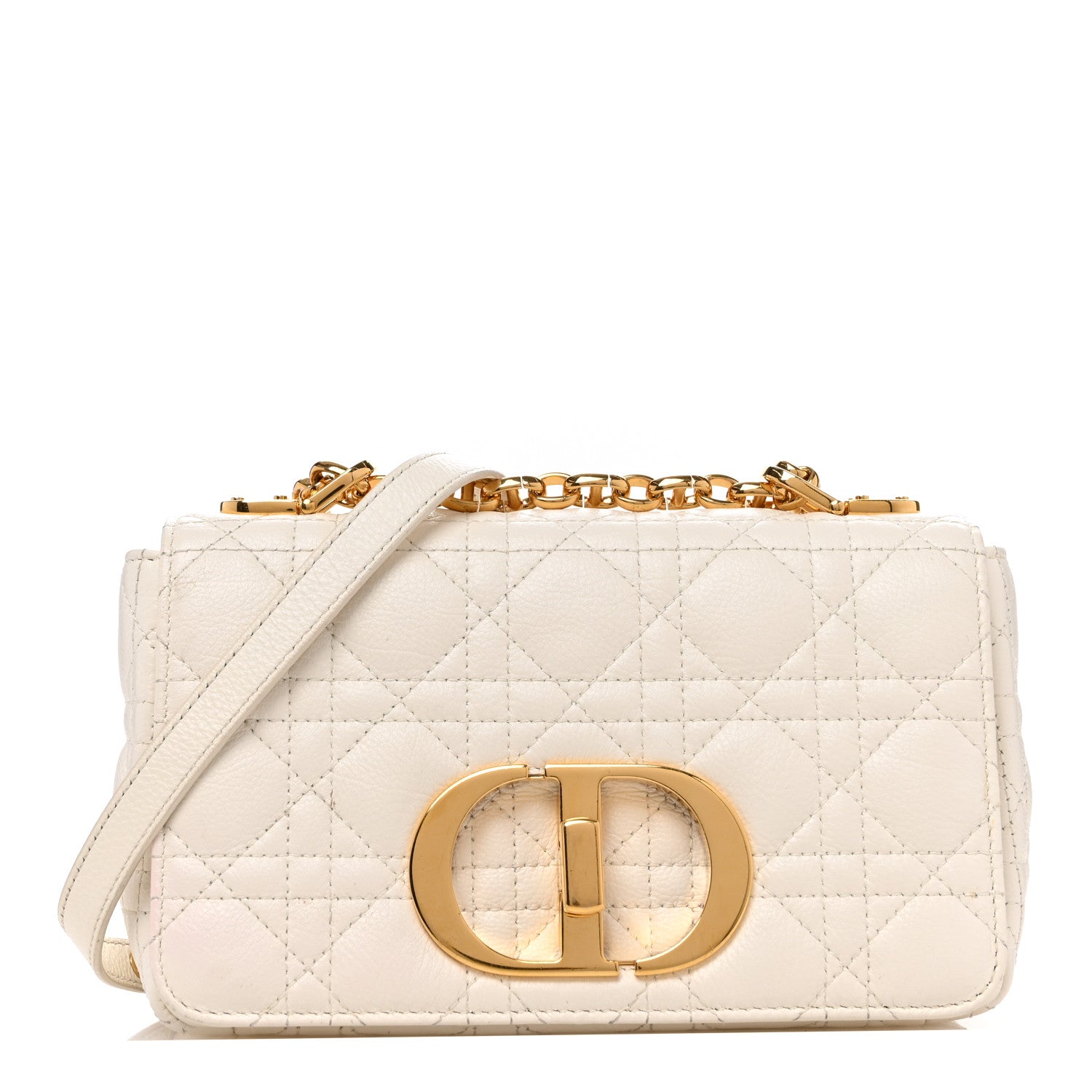 Christian Dior Calfskin Cannage Small Caro Bag Ivory 1 of 12