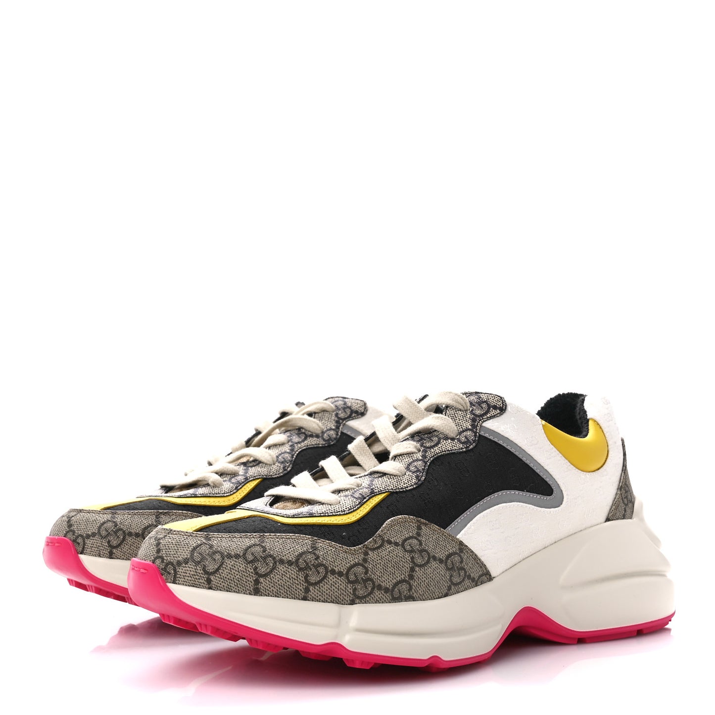 GG Supreme Monogram Mix Monogram Mens Rhyton Sneakers 8 London Blue Beige Sun Yellow