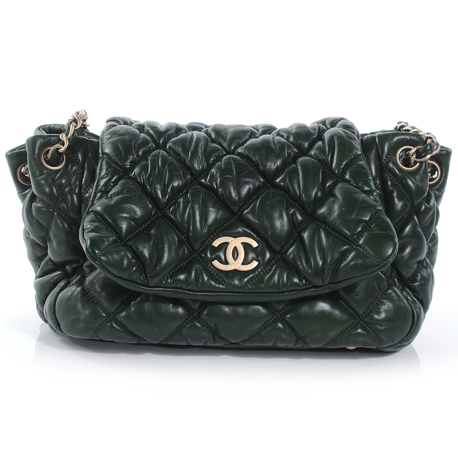 Chanel Lambskin Bubble Quilt Flap Green 1 of 7