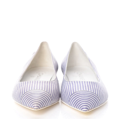 Chanel Lambskin Striped CC Ballerina Flats 37 Dark Blue 2 of 8