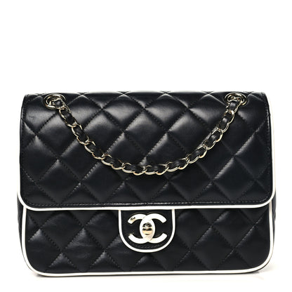 Chanel Lambskin Quilted Resin Graphic Frame Flap Bag Black White 1 of 10