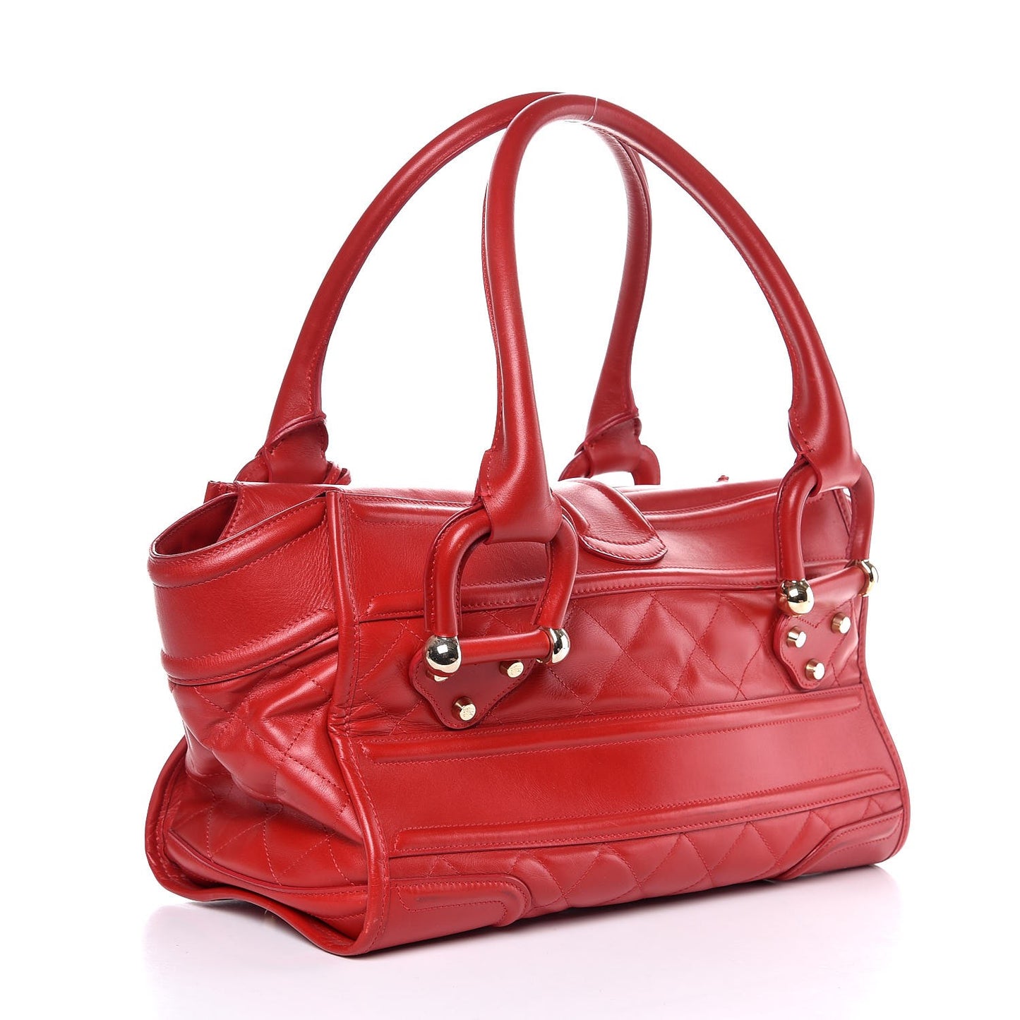Calfskin Quilted Large Manor Tote Red