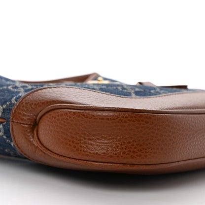 Gucci New Denim GG Monogram Calfskin Small Jackie 1961 Hobo Blue Tea Cuir 8 of 9