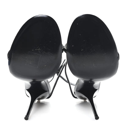 Saint Laurent Patent Cassandra 100 Ankle Strap Sandals 39.5 Black 6 of 10