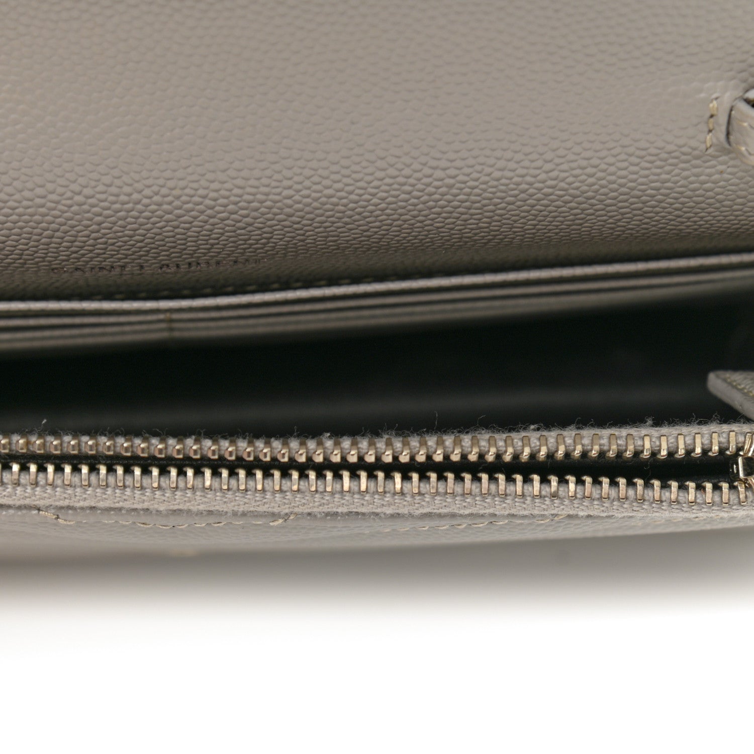 Saint Laurent Grain De Poudre Matelasse Chevron Monogram Envelope Chain Wallet Granite 12 of 12