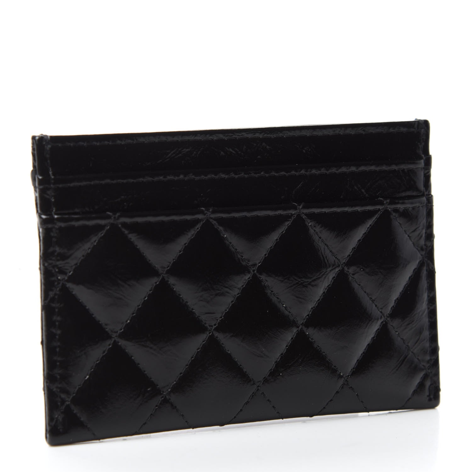 Chanel Glazed Calfskin Quilted Boy Card Holder Black 3 of 8