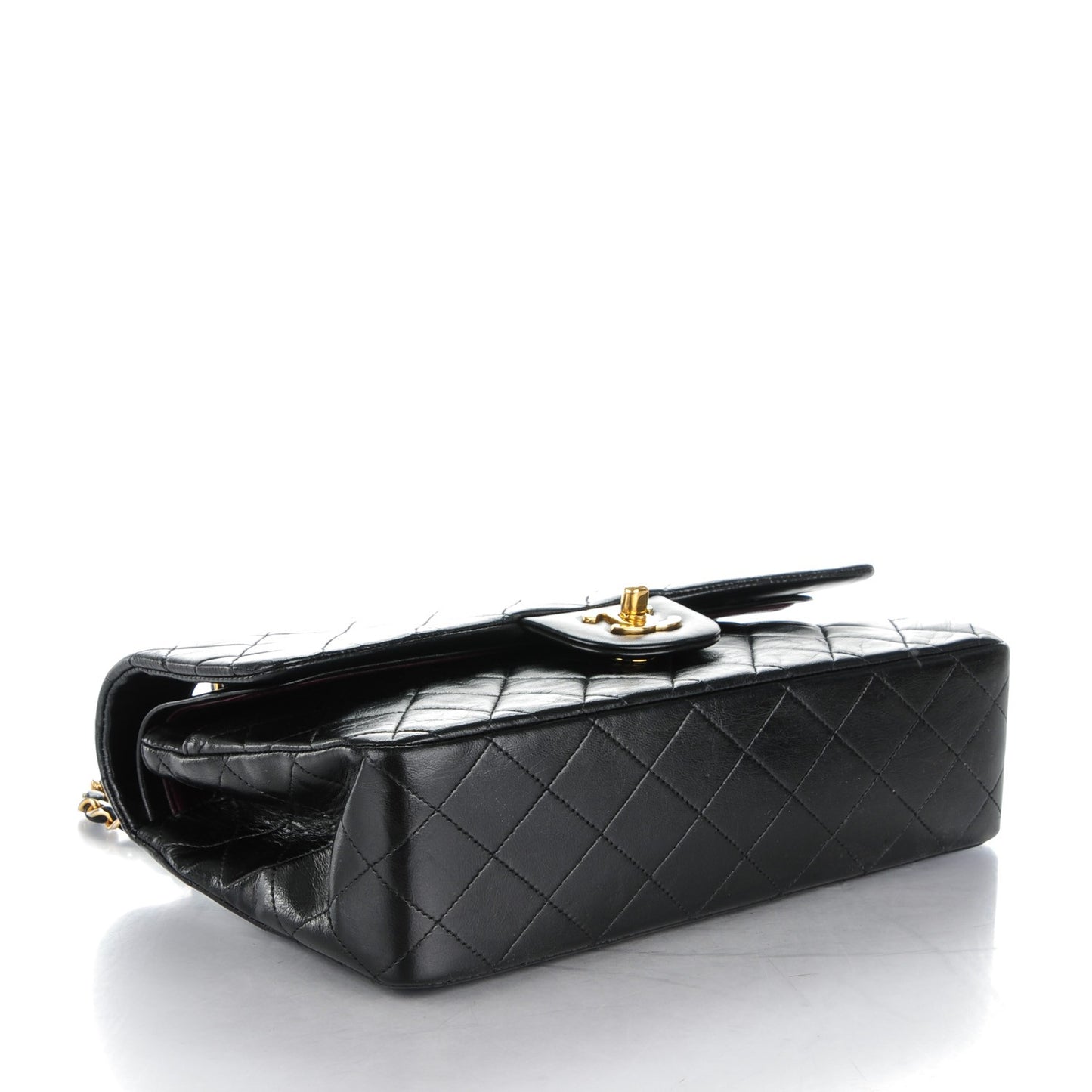 Lambskin Quilted Medium Double Flap Black