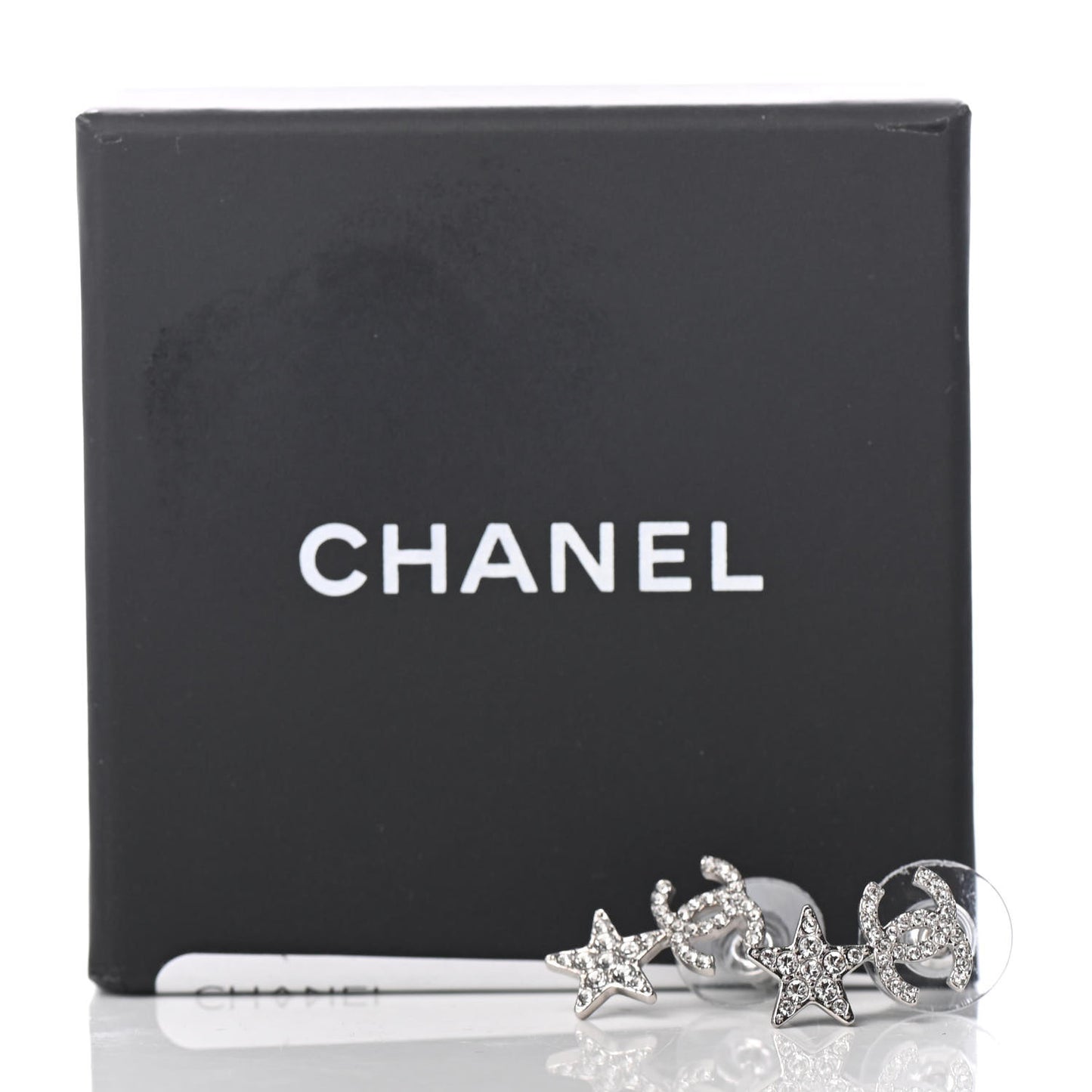 Crystal CC Star Earrings Silver