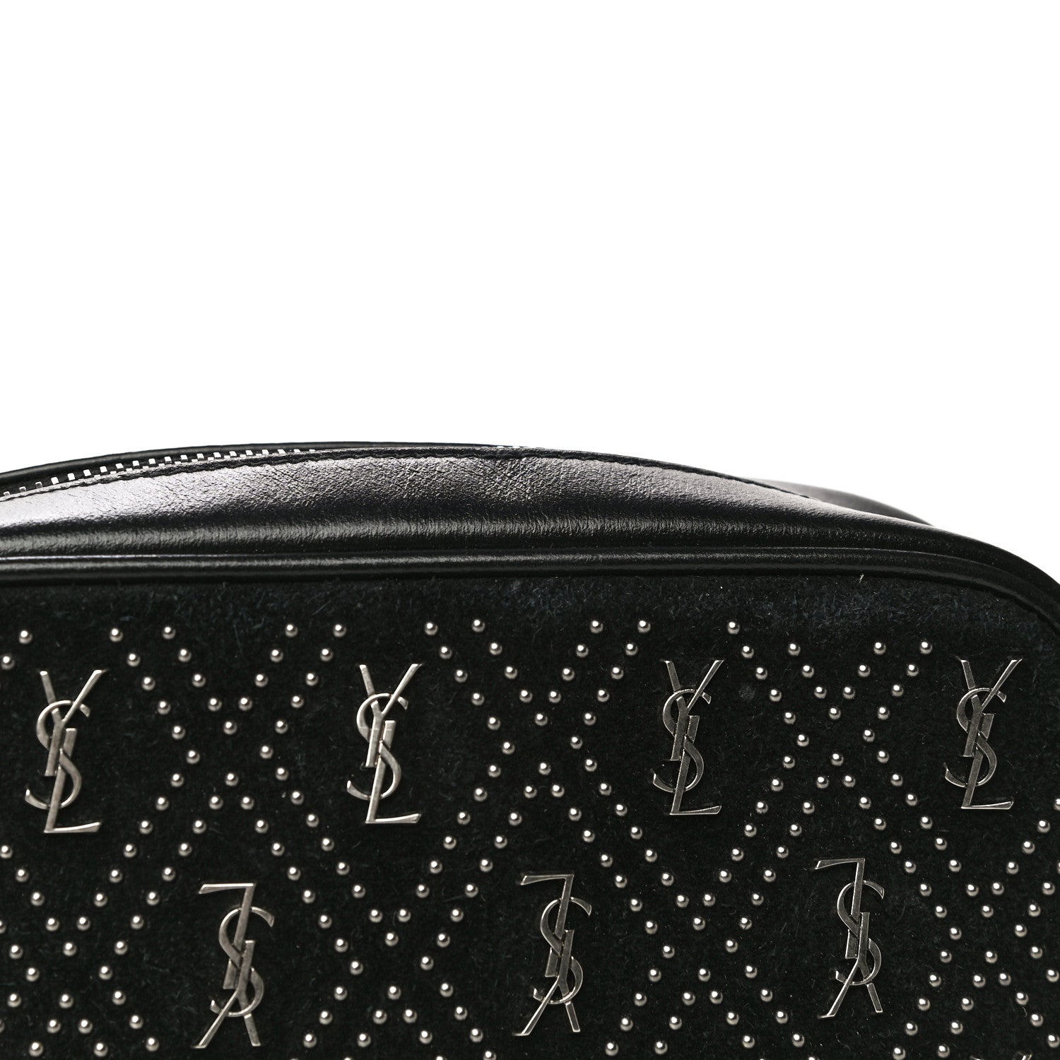 Saint Laurent Suede Calfskin Embellished Mini Monogram Lou Camera Bag Black 11 of 21