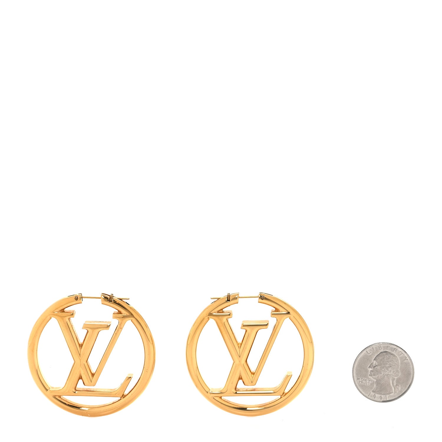 Louis Vuitton Metal Louise Hoop Earrings Gold 2 of 4