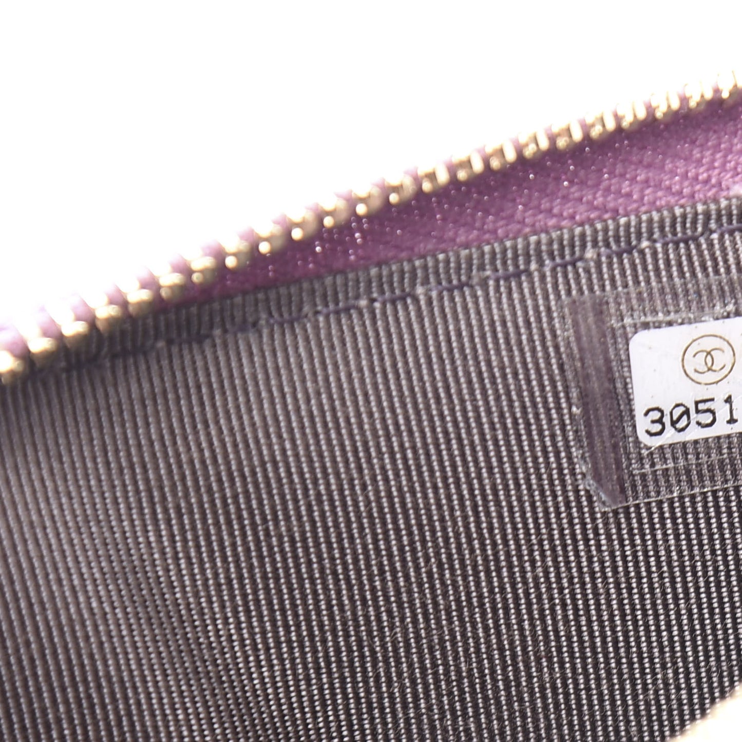 Metallic Aged Calfskin Quilted Classic Flat Wallet Pouch Purple