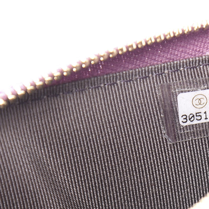 Chanel Metallic Aged Calfskin Quilted Classic Flat Wallet Pouch Purple 7 of 10