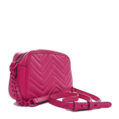 Gucci Calfskin Matelasse Monochrome Small GG Marmont Chain Shoulder Bag Classic Fuxia 3 of 10