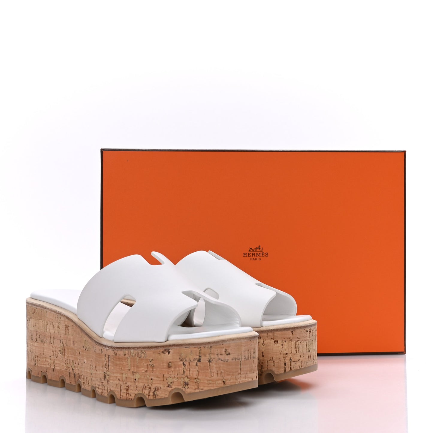 Calfskin Cork Eze 30 Sandals 36 White