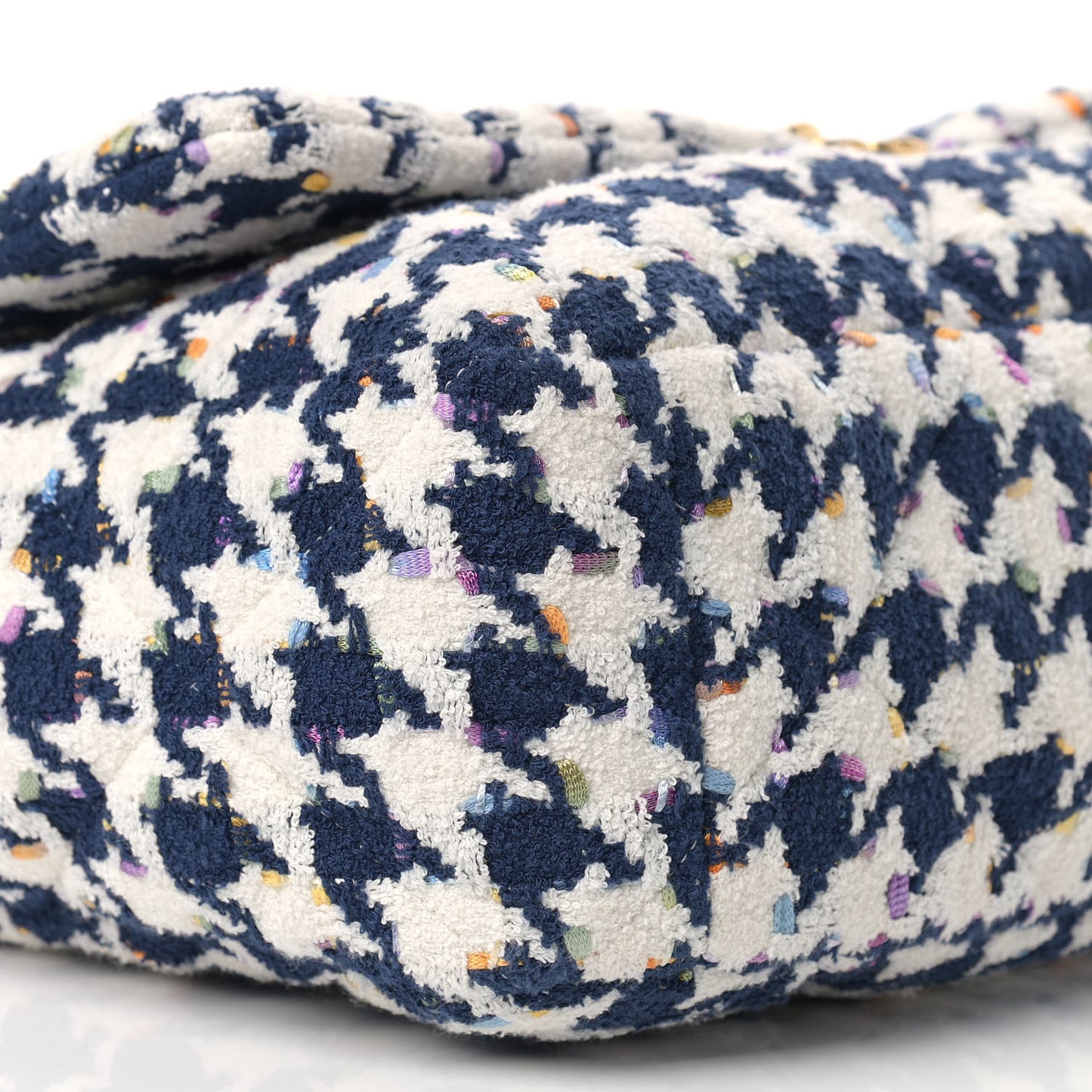 Tweed Quilted Maxi Chanel 19 Flap Ecru Navy Blue Multicolor