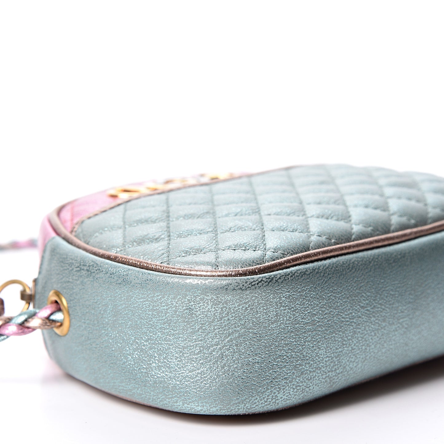Laminated Nappa Trapuntata Mini Zumi Dome Shoulder Bag Rosa Lago Rame