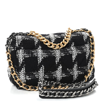Chanel Tweed Quilted Medium Chanel 19 Flap Black White 2 of 8