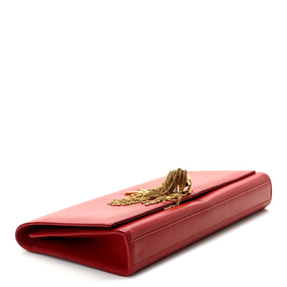 Saint Laurent Calfskin Classic Monogram Tassel Clutch Red 4 of 11