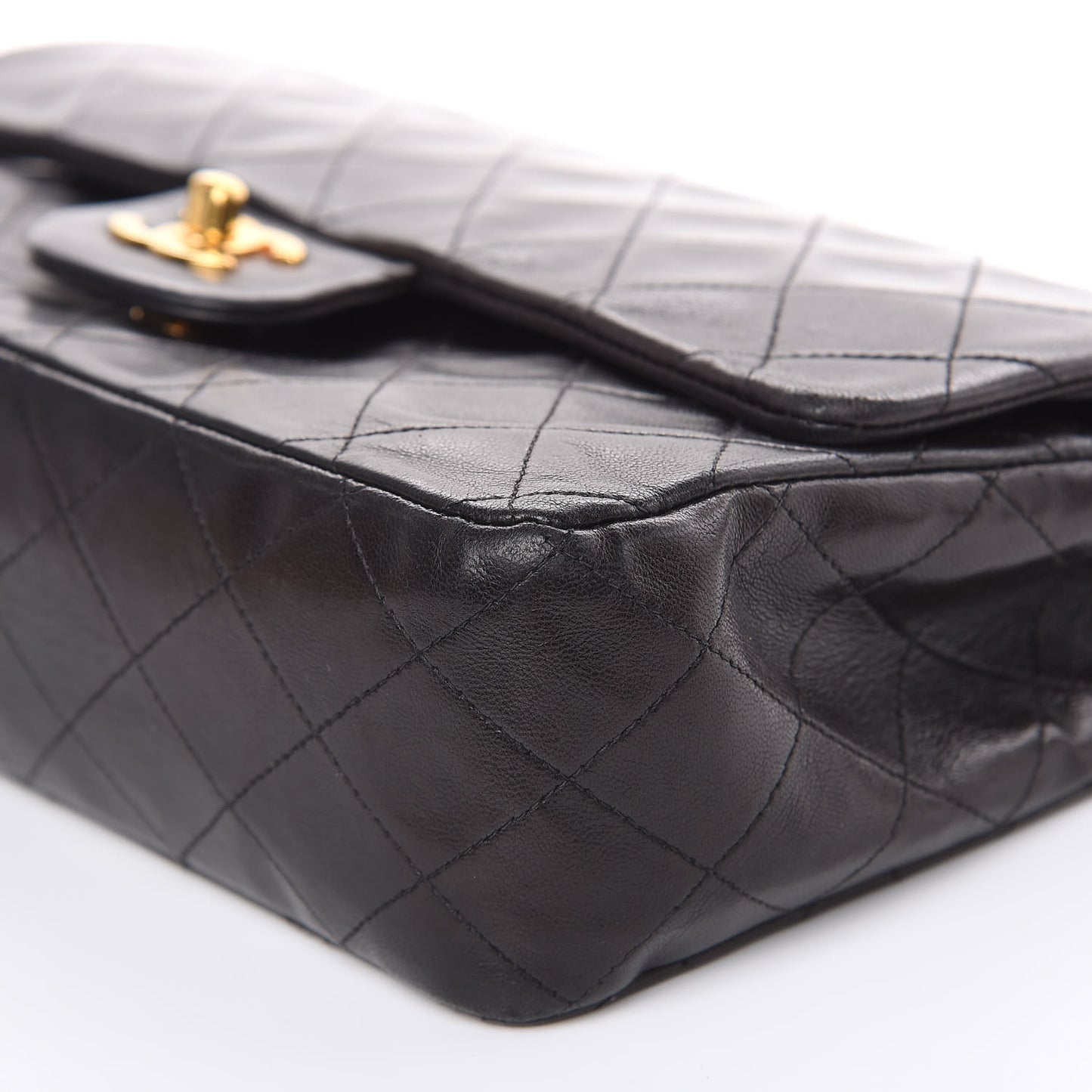 Lambskin Quilted Medium Double Flap Bag Black