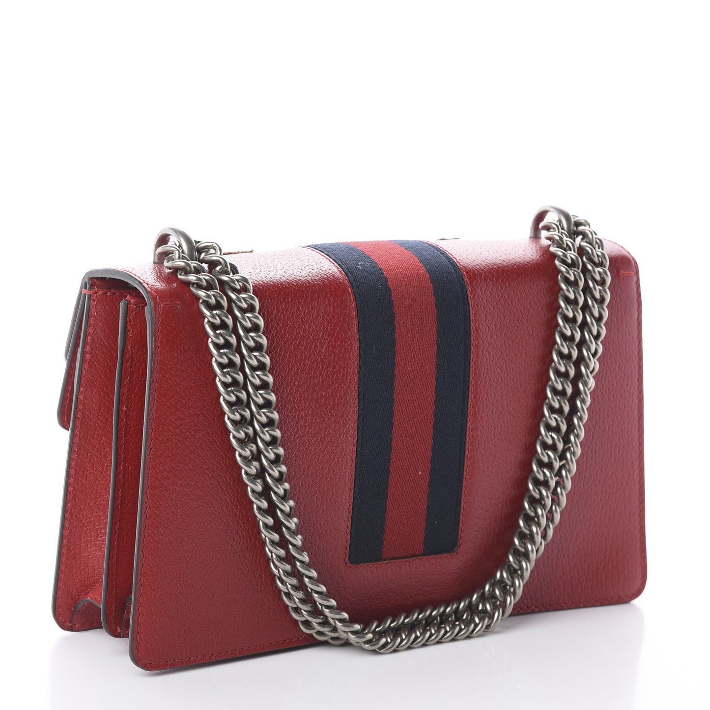Calfskin Web Floral Embroidered Small Dionysus Shoulder Bag Hibiscus Red