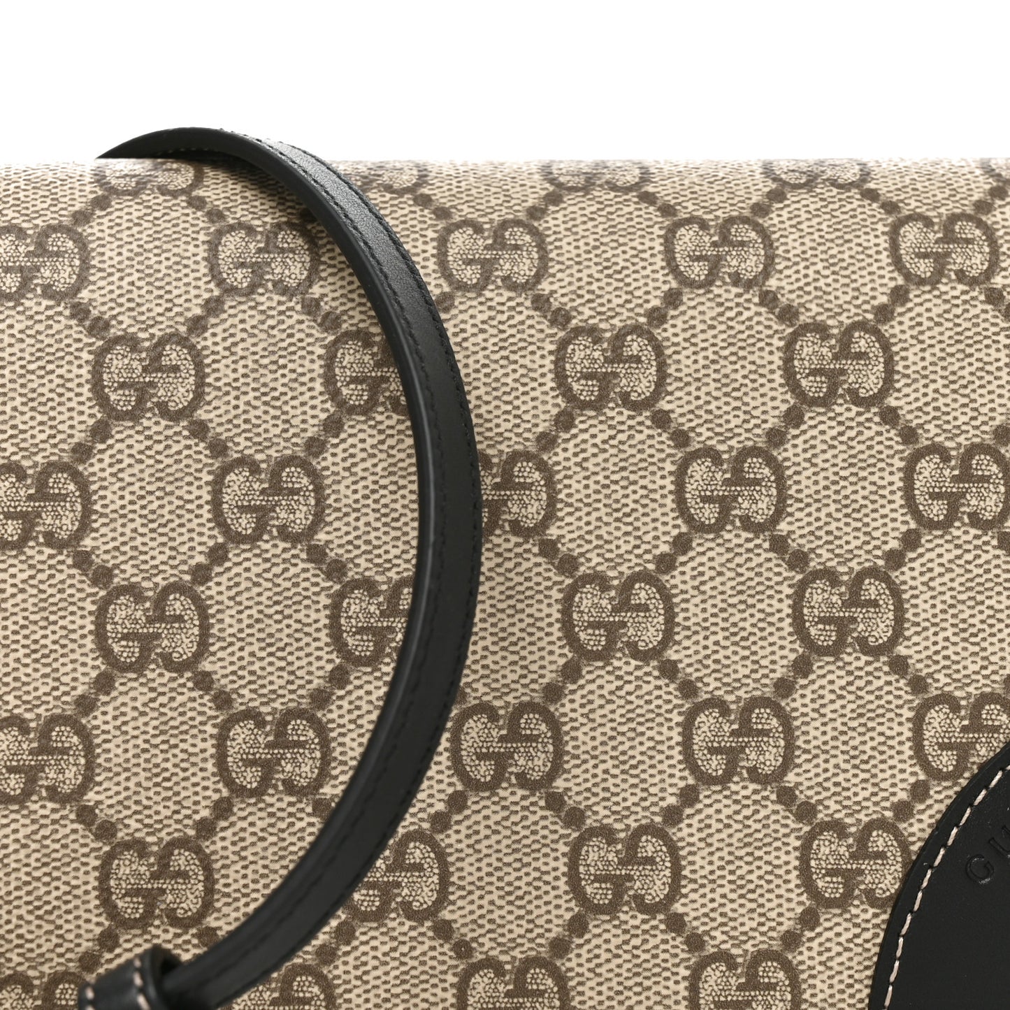 GG Emblem Monogram Wallet With Strap Beige Ebony Black