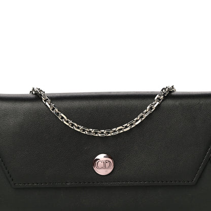 Christian Dior Calfskin Bi-Color Envelope Chain Wallet Pink Black 7 of 15