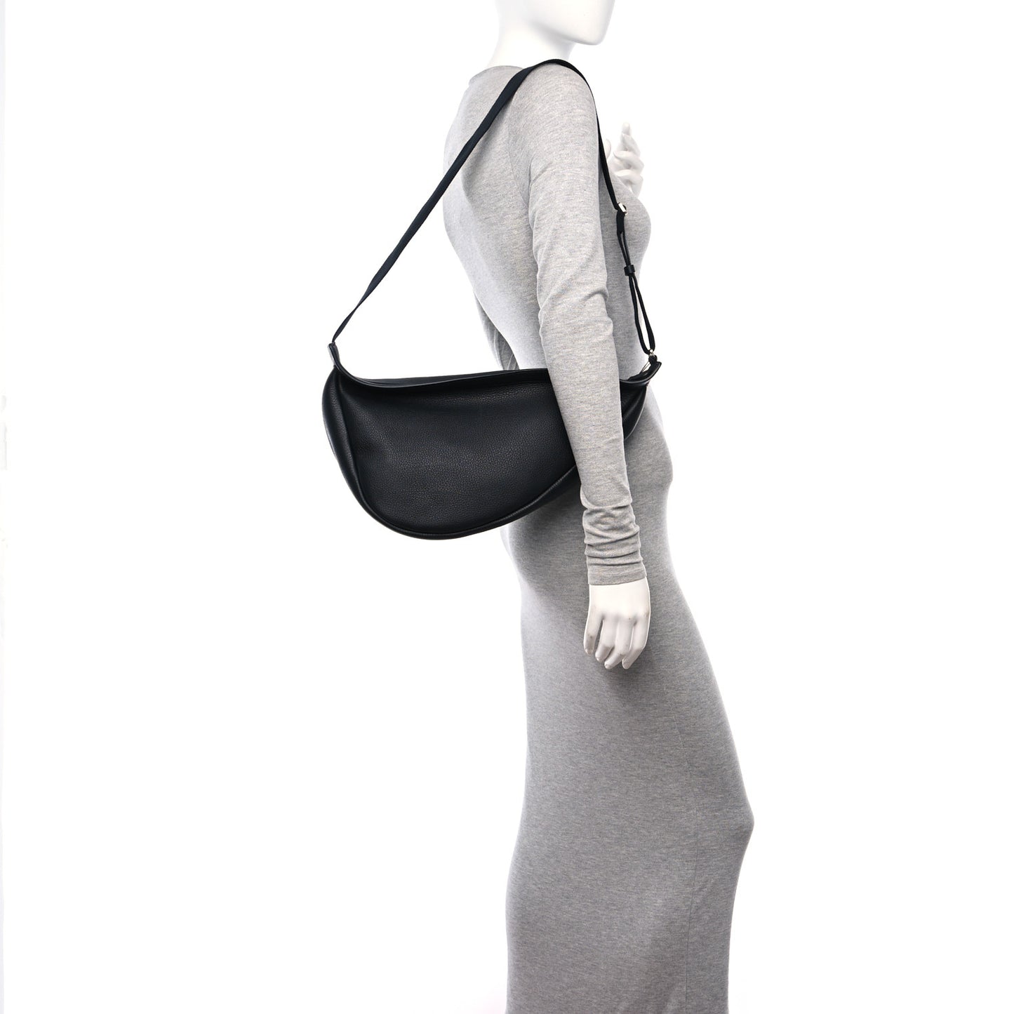 Grained Calfskin Large Slouchy Banana Bag Black