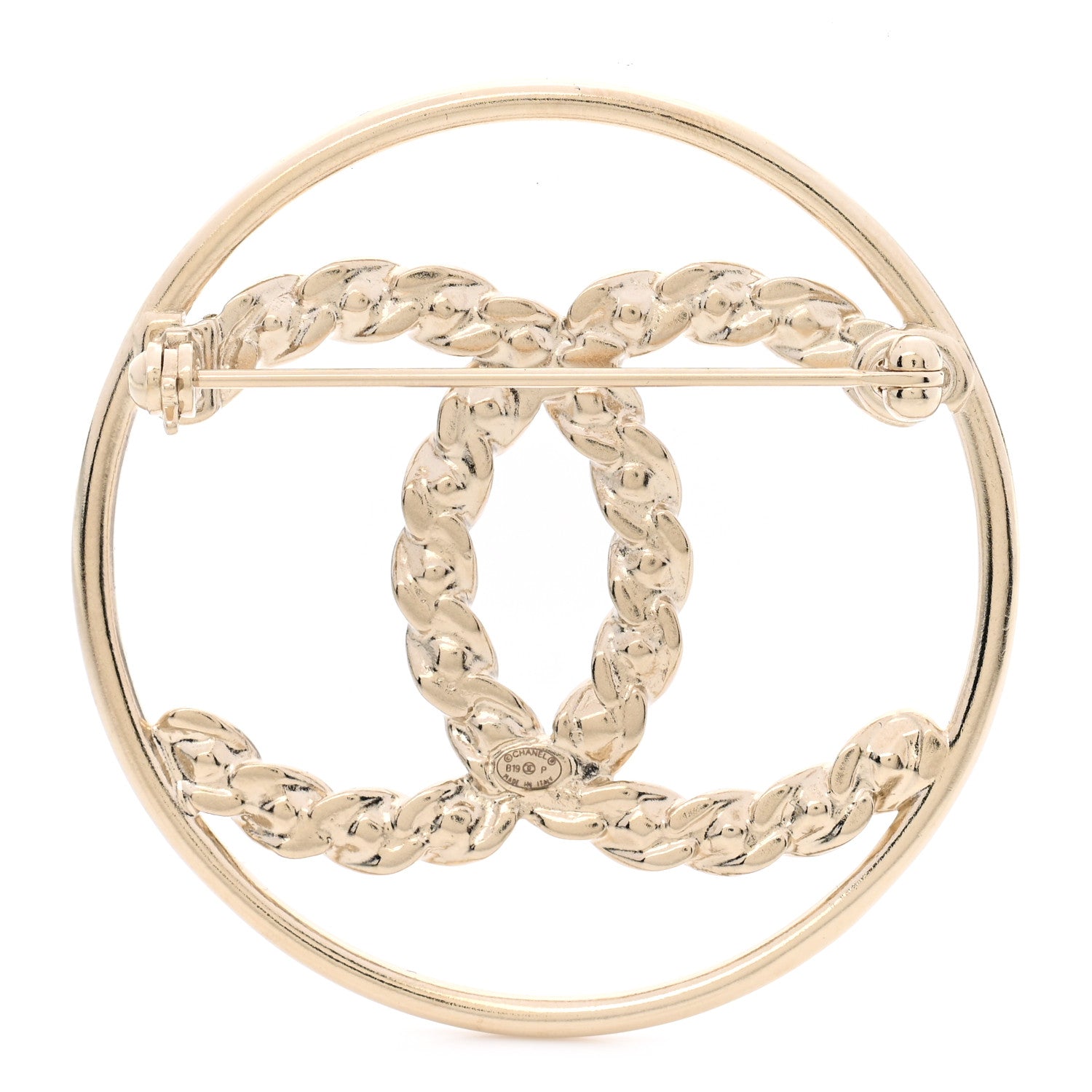 Chanel Crystal Round CC Brooch Gold 3 of 5